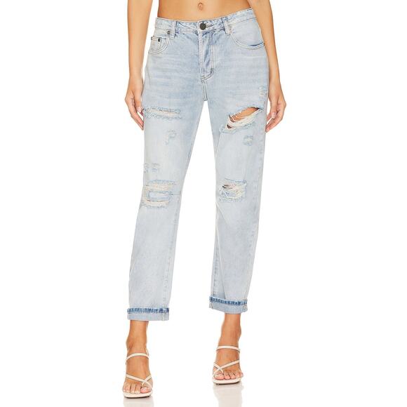 One Teaspoon Messed Up Saints Boyfriend Jeans Light Wash Button Fly Women's 27 - Picture 1 of 11